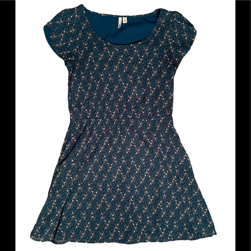 Frenchi Green Flowered Tulip Sleeve Dress